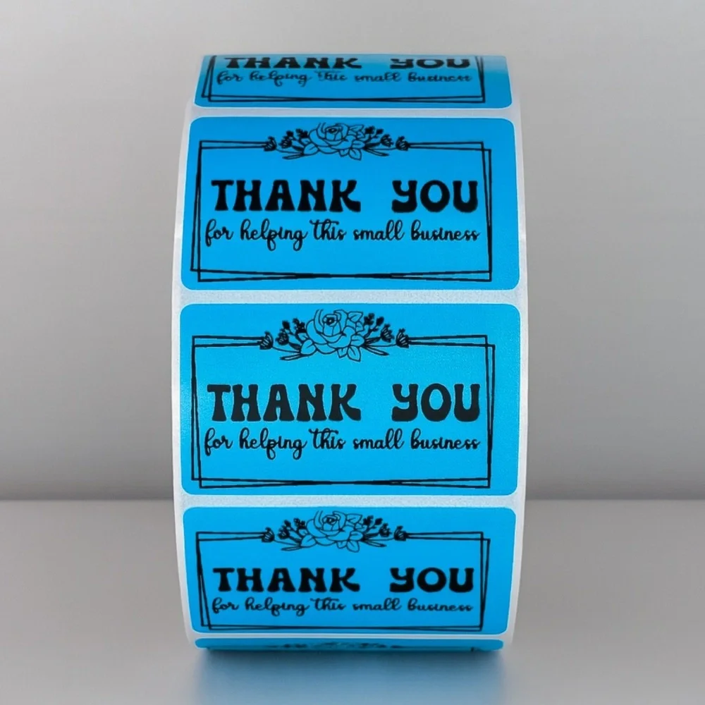 Thank You Small Business Stickers | Mint Green Floral Packaging Labels